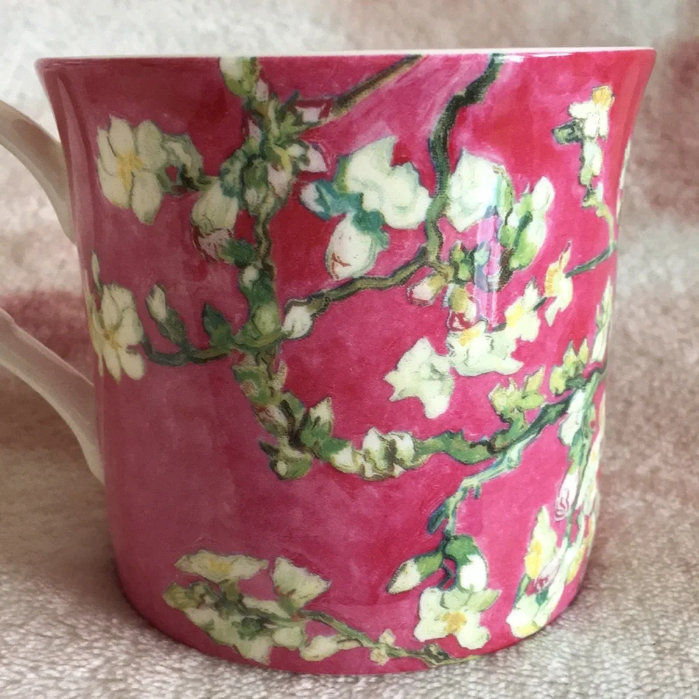 Stechcol Gracie Bone China Ivory Blossoms on Pink Tea Cup NWT 3.25x3.5” - Picture 2 of 16